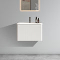 24" Striped Soft White Bathroom Vanity with Integrated Ceramic Sink - Soft White