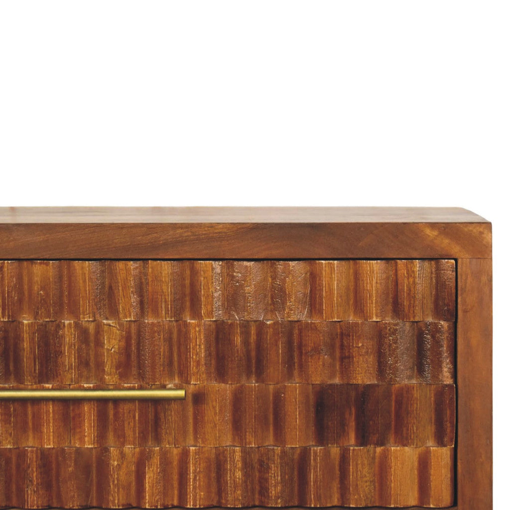 Solid Wood Cadiz Carved Chest with Handcrafted Detailing - Chestnut Finish