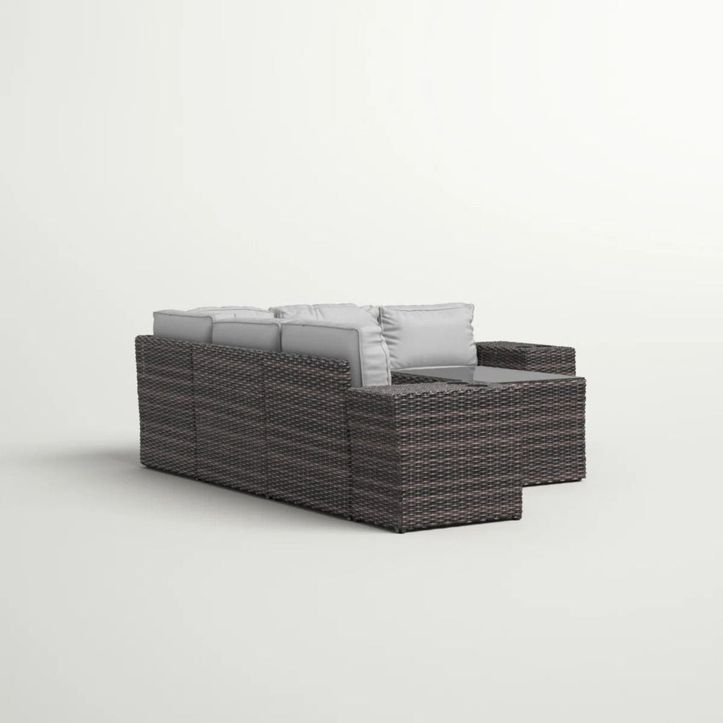 Modern Patio Rattan Sectional Set with Cushions - Multiple Set Options