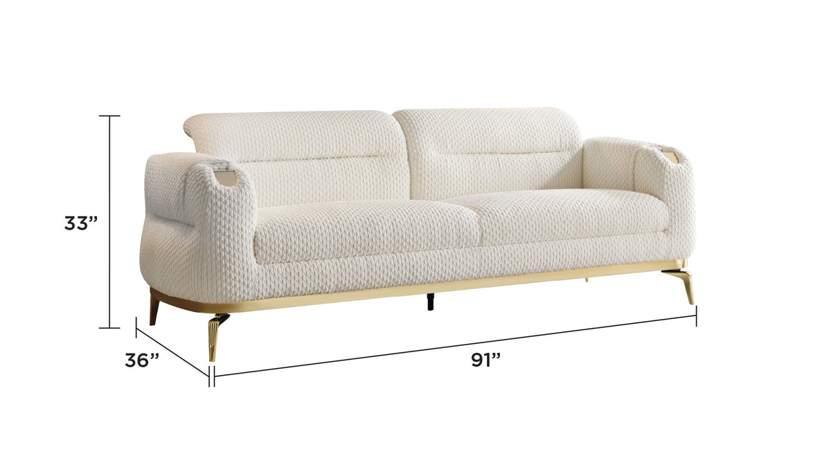 Zoe Modern Style Sofa with Gold Accents - Gray or Cream