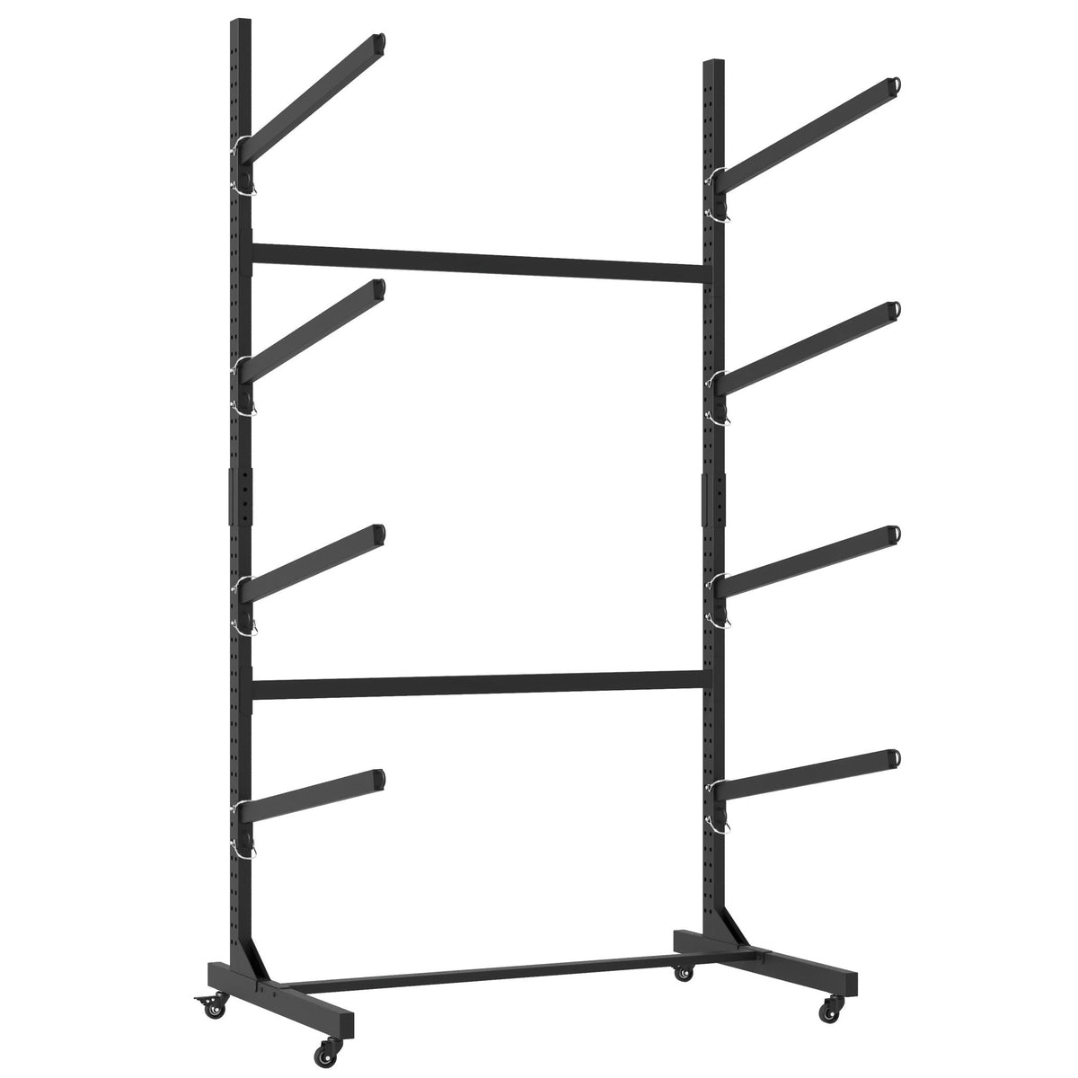 Freestanding Kayak Storage Rack with Lockable Wheels - Black