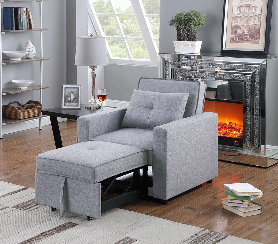 Zoey Convertible Sleeper Chair With Side Pocket