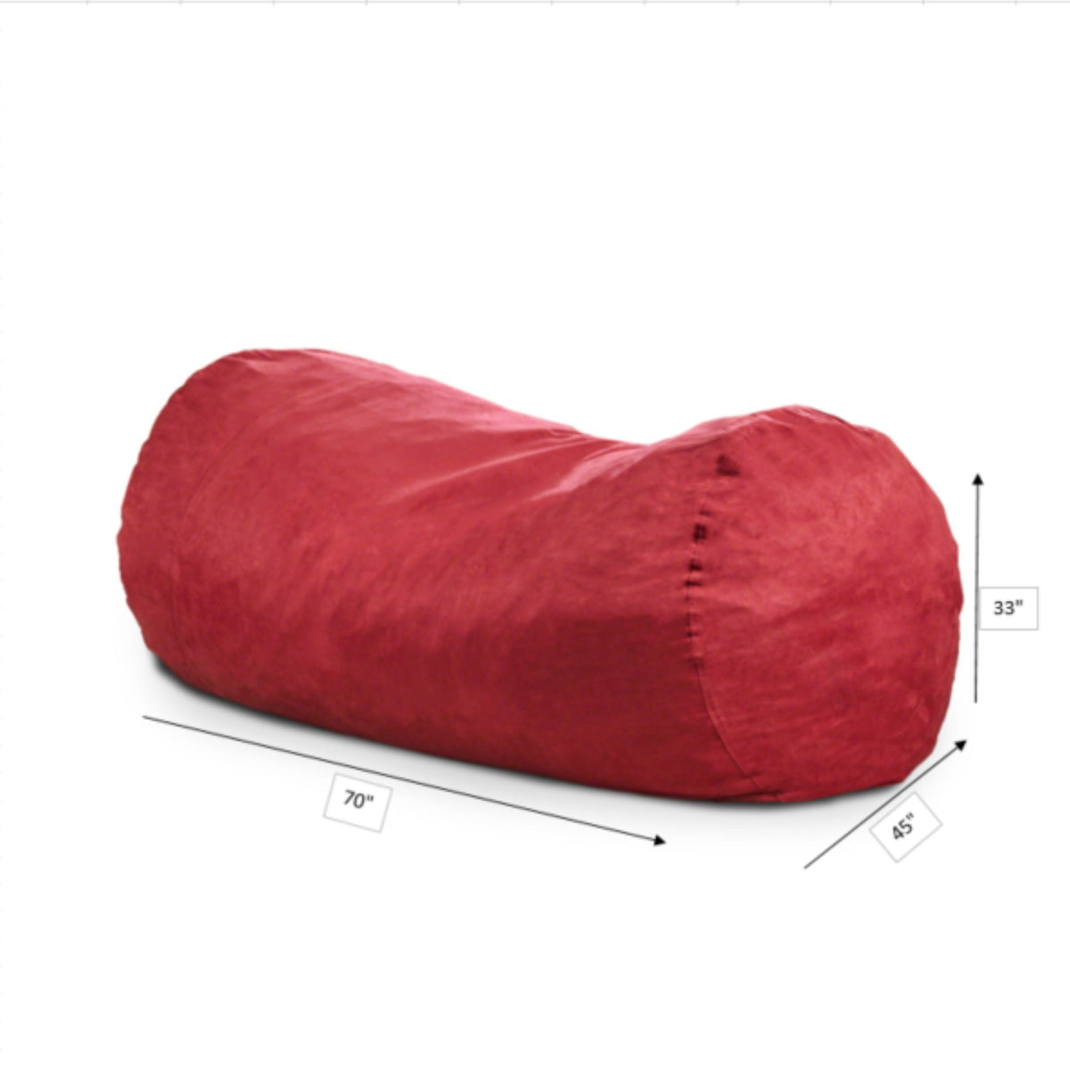 Traditional Cylindrical Suede Bean Bag Chaise - Light Brown or Red