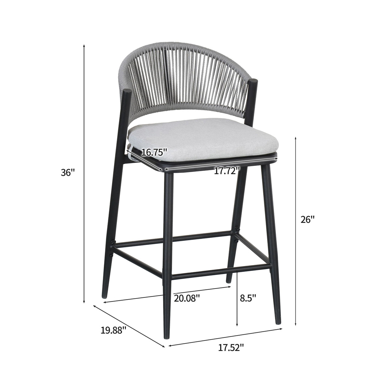 Outdoor 26" Counter Height Metal Frame Counter Stools