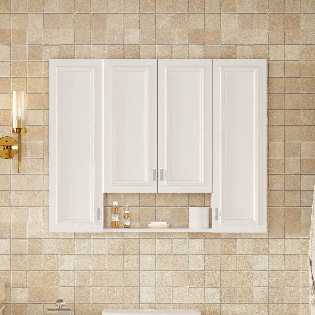 Wall Mounted Bathroom Cabinet With 5 Adjustable Shelves and Soft-Closing Hinges - Gray or Black