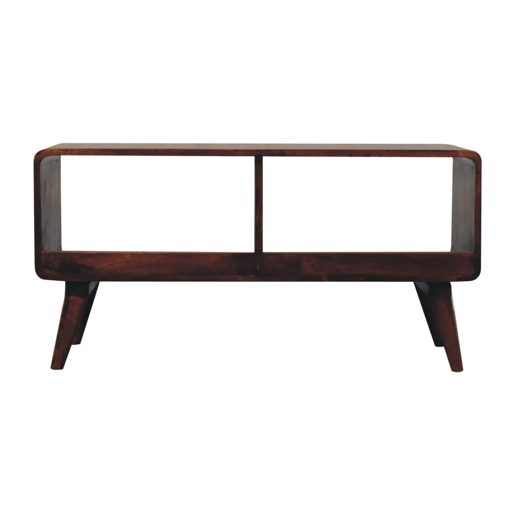 Solid Wood Curved Chestnut Media Unit with Nordic Legs