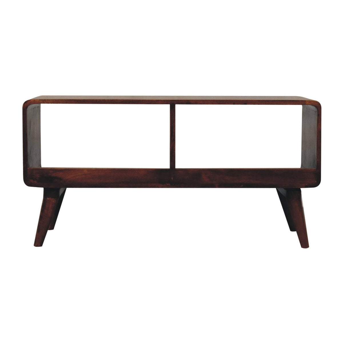 Solid Wood Curved Chestnut Media Unit with Nordic Legs