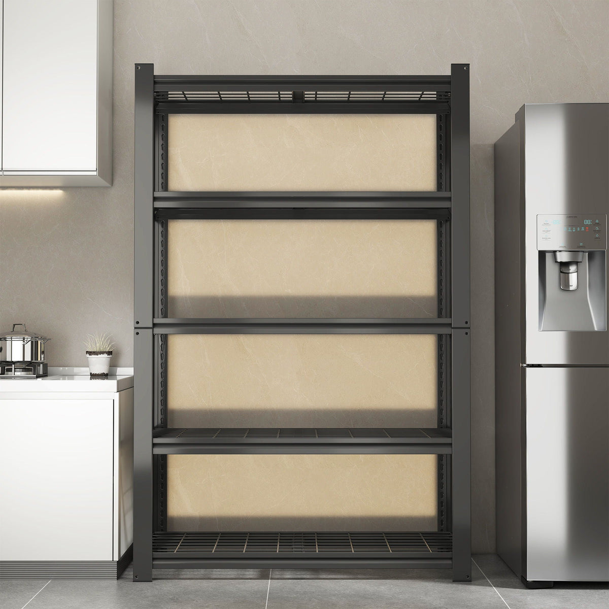 Heavy Duty 5 Tier Adjustable Metal Mesh Storage Rack with 2000 Lbs Capacity - Brushed Nickel