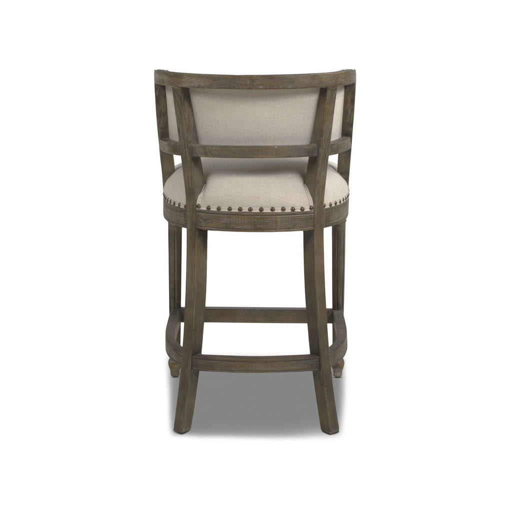 Farmhouse Counter Height Bar Stool with Backrest - Beige