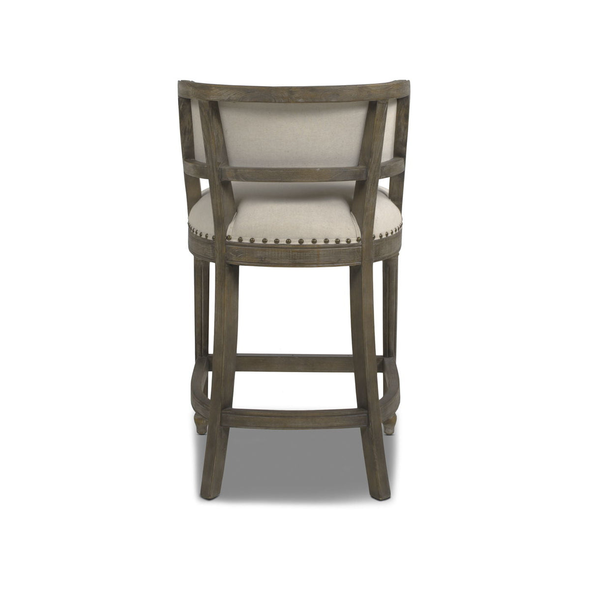 Farmhouse Counter Height Bar Stool with Backrest - Beige