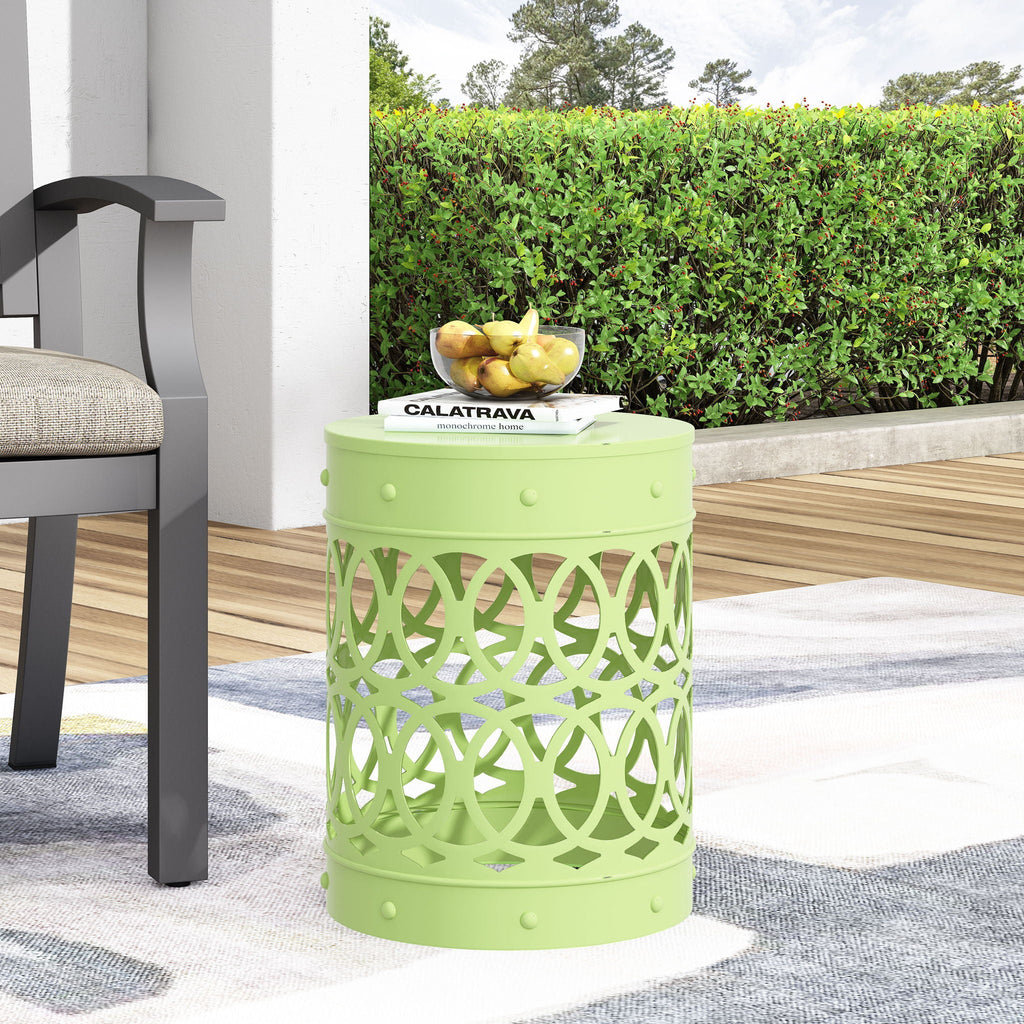 Outdoor Metal Large End Table with Modern Design - Multiple Colors