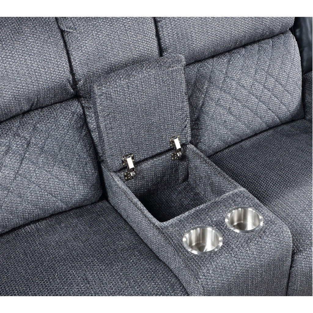 Gray Console Reclining Loveseat with Center Storage - Gray