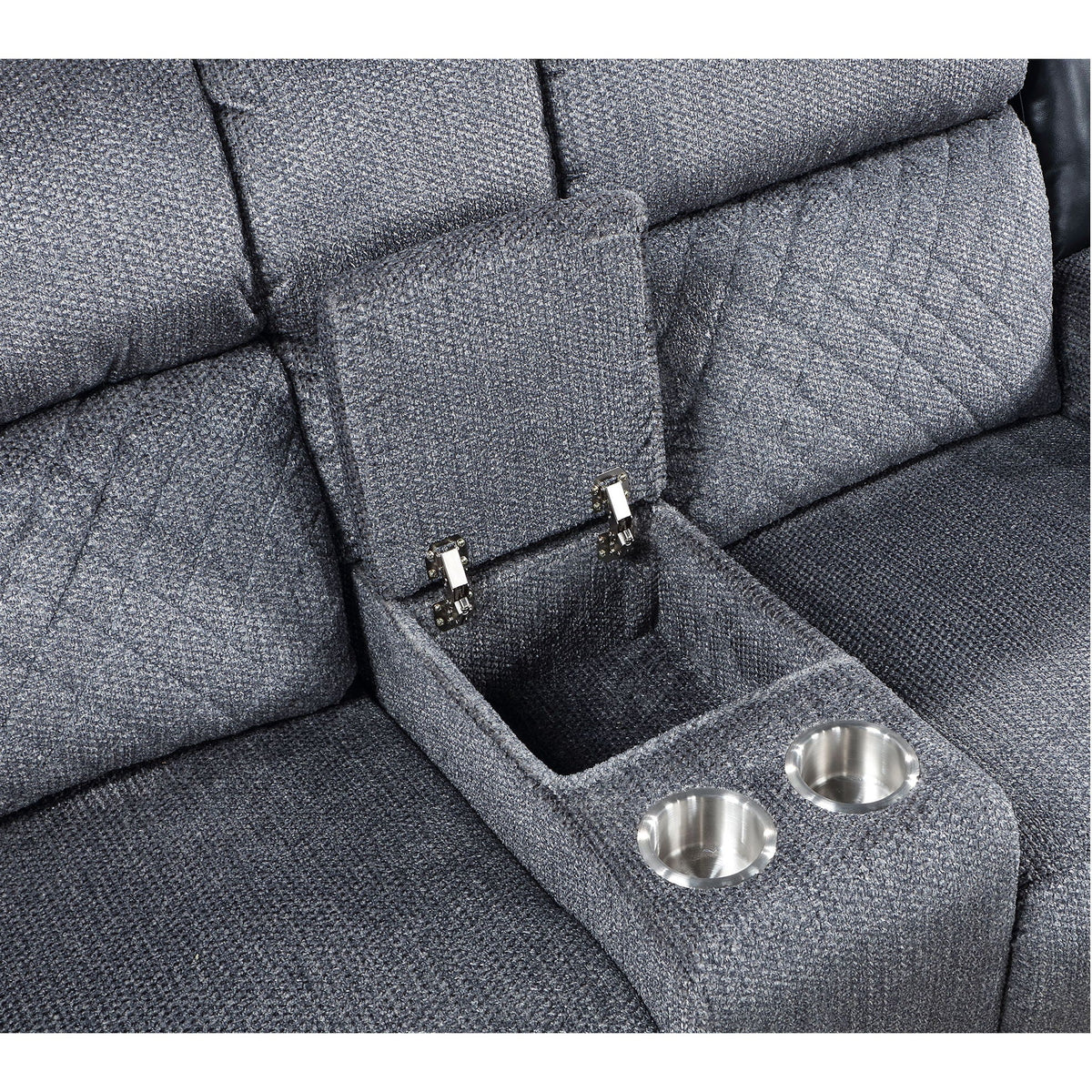 Gray Console Reclining Loveseat with Center Storage - Gray