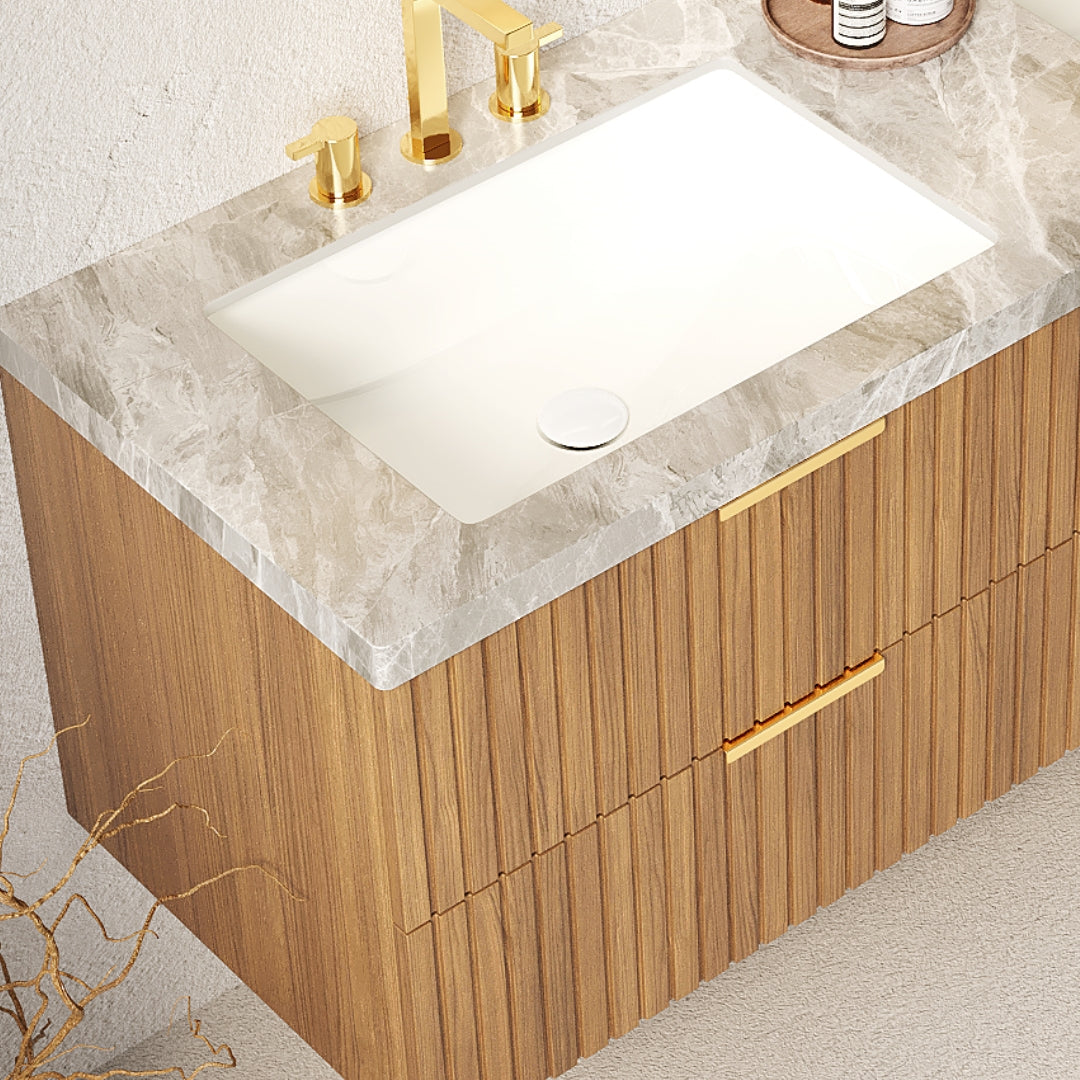 60" Elio Bathroom Undermount Ceramic Sink Vanity Top with Curved Edge - Light Gray