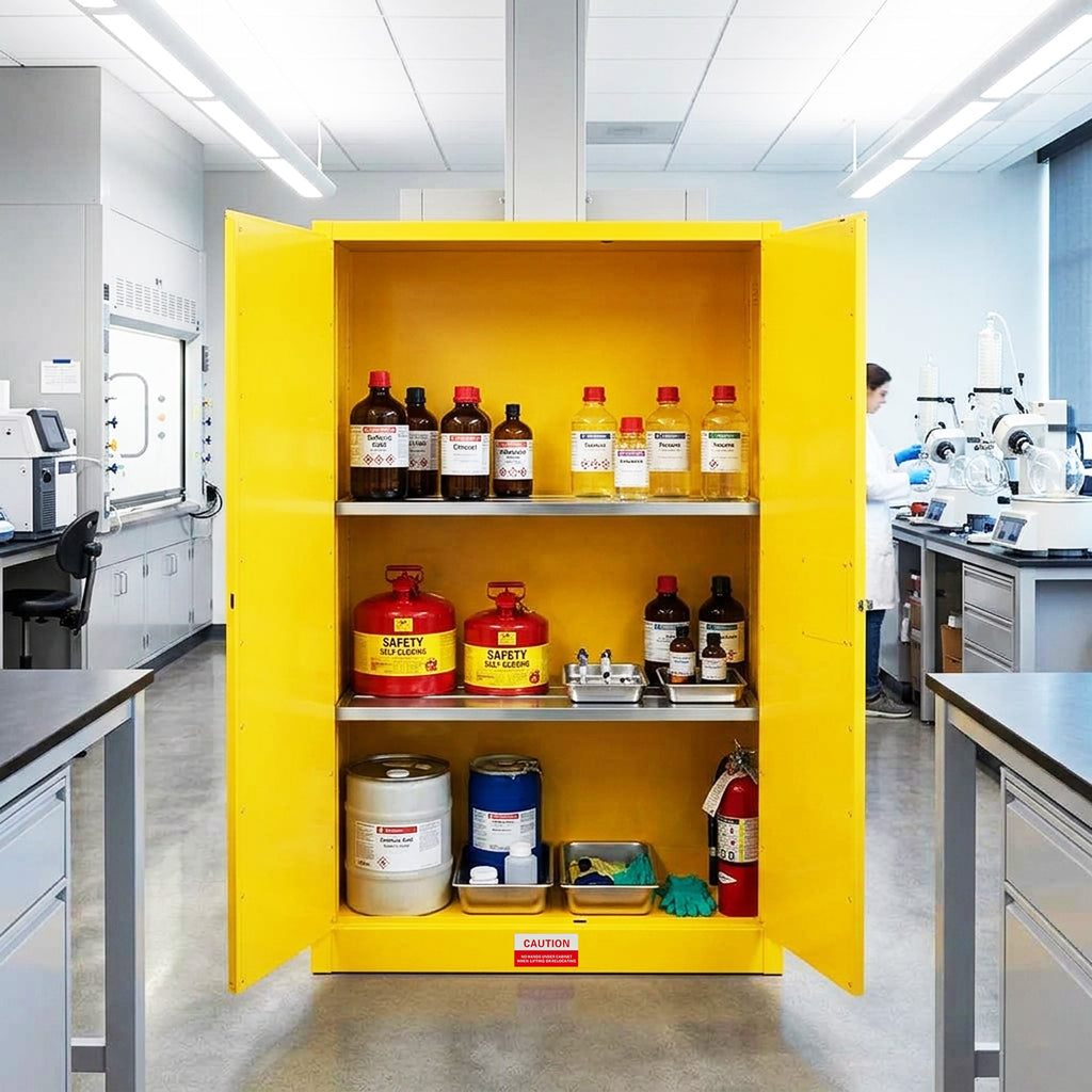 45 Gal Flammable Safety Cabinet with Double-Walled Steel - Yellow