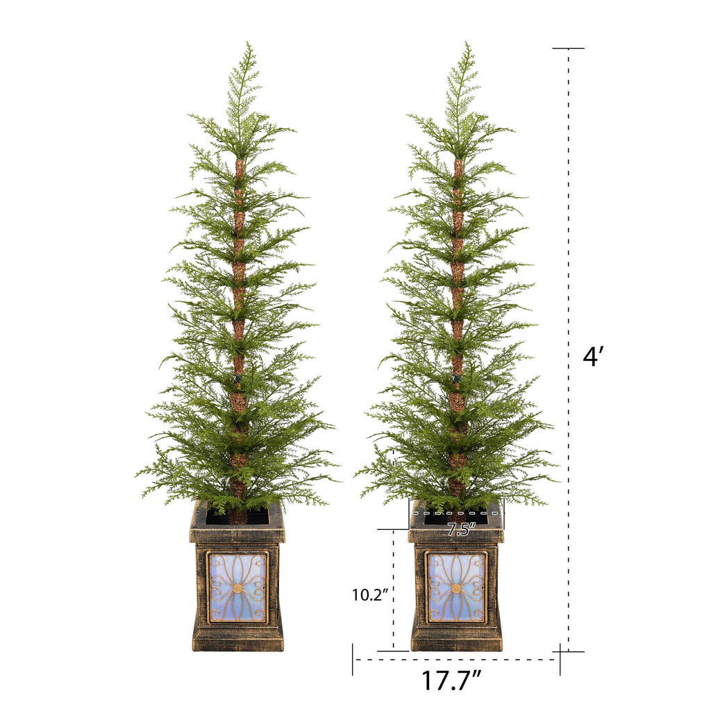 4Ft Pre Lit Artificial Christmas Tree 2 Piece Set with Pre-lit Lights - Green
