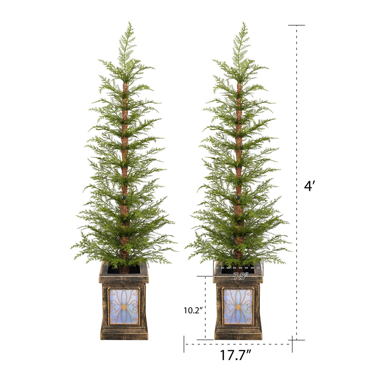 4Ft Pre Lit Artificial Christmas Tree 2 Piece Set with Pre-lit Lights - Green
