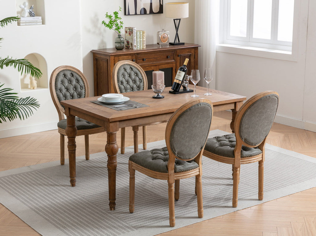 French Style Solid Wood Dining Chair with Nailhead Trim - Multiple Colors