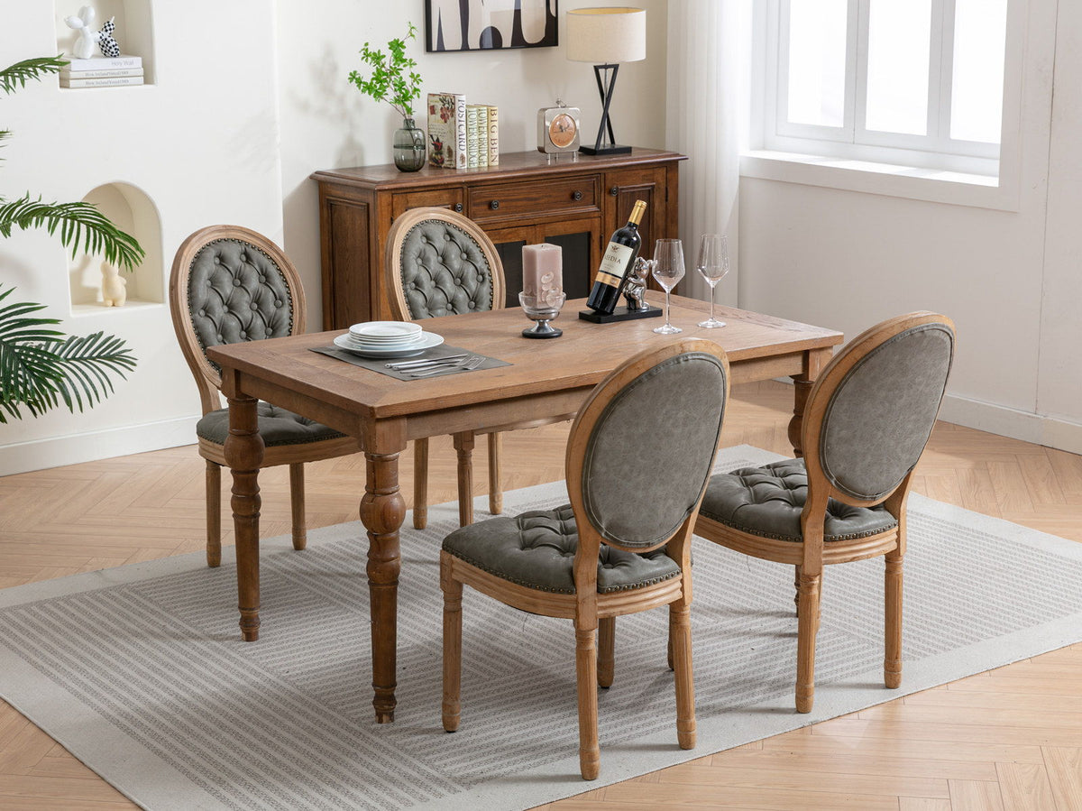 French Style Solid Wood Dining Chair with Nailhead Trim - Multiple Colors