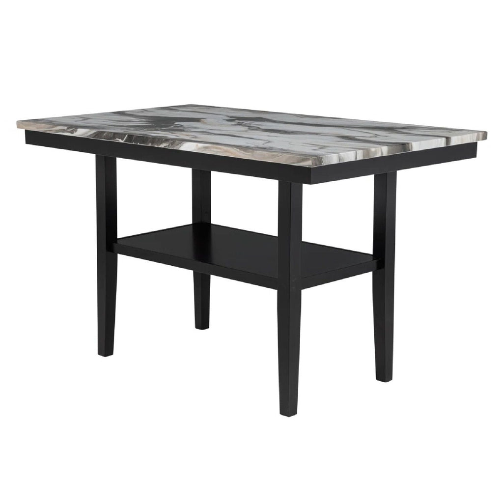 5 Piece Counter Dining Set with Faux Marble Tabletop - Black / Brown