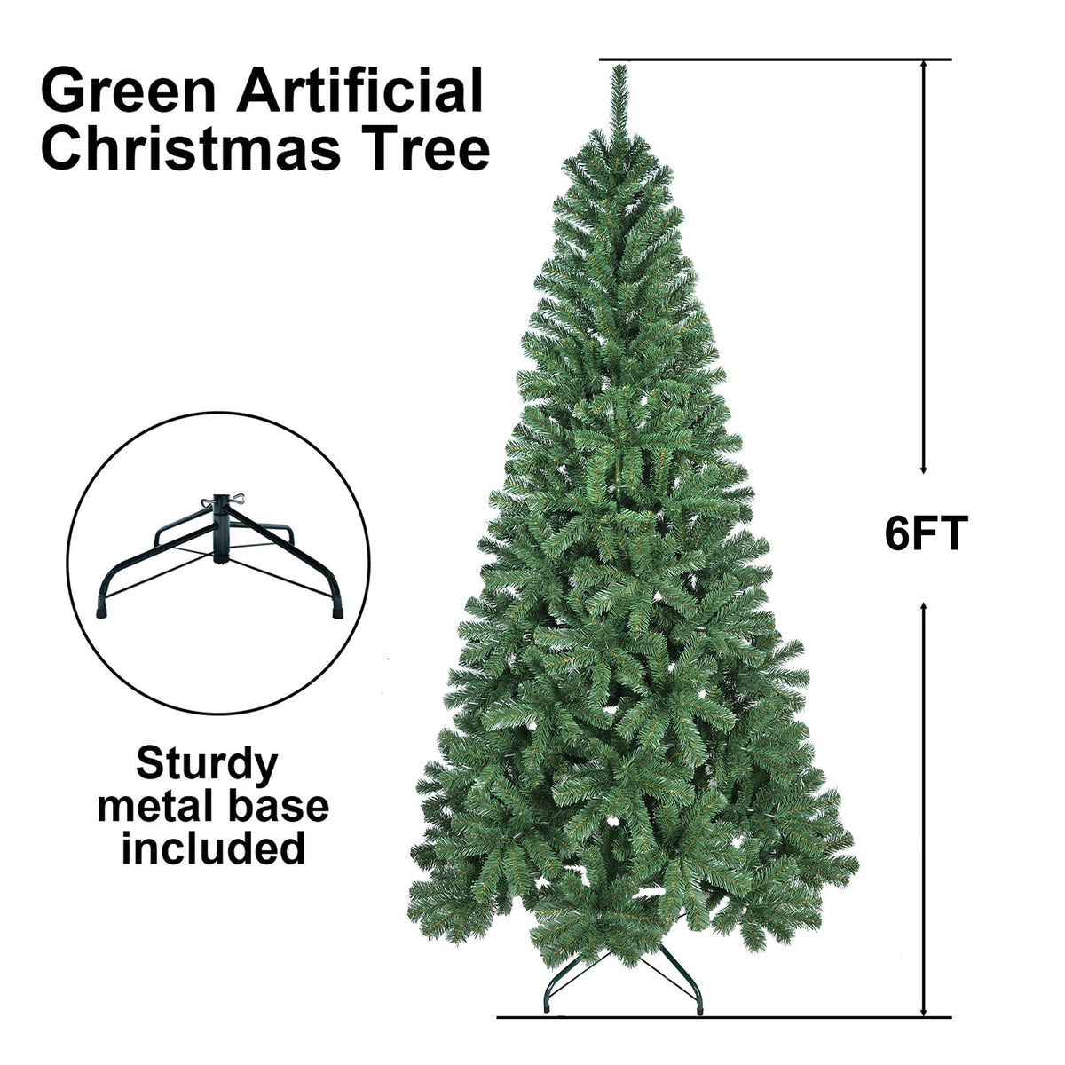 5FT Artificial Christmas Tree with 344 PVC Tips and Metal Stand - Green