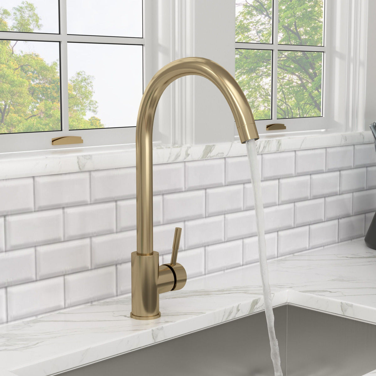Modern Kitchen Sink Faucet with Single Handle - Gray, Black, Gold