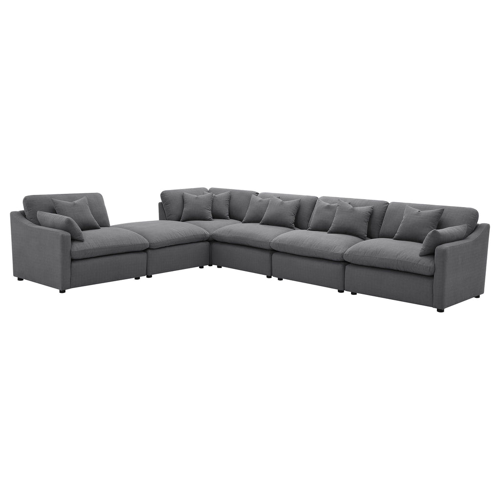 Hobson 6-piece Upholstered Modular Sectional Sofa Charcoal