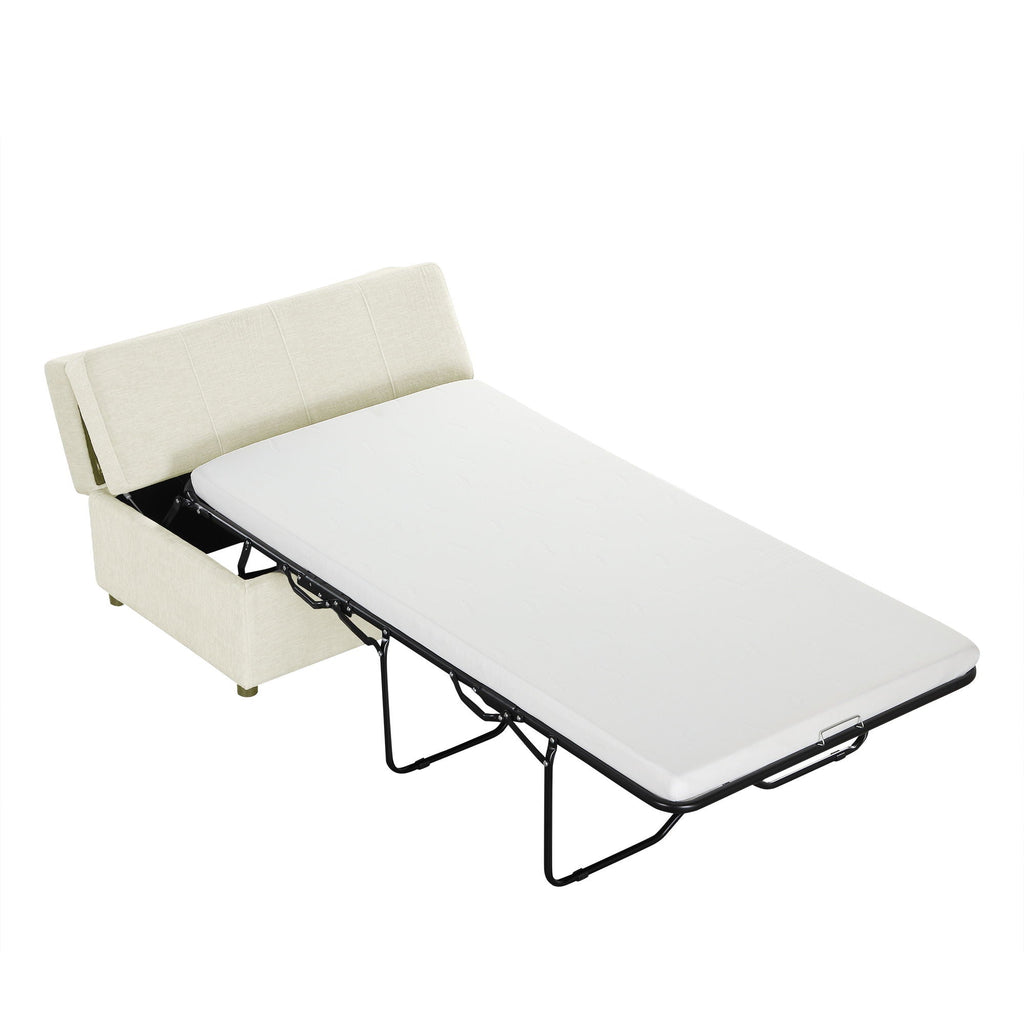 Twin Size Folding Ottoman Sleeper Bed with Mattress - Light Brown, Black, Dark Gray, White