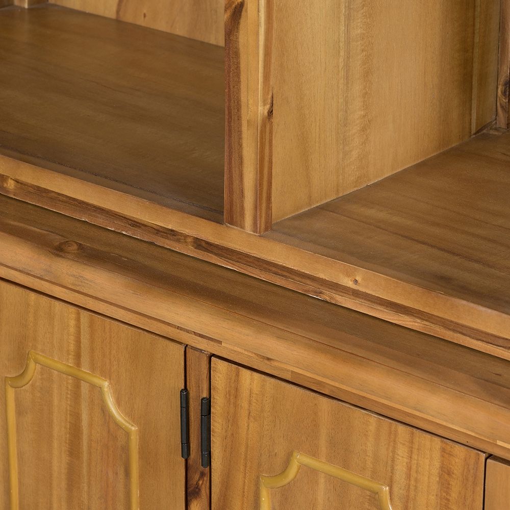 French Country Wood Cabinet Bookcase with Solid Acacia Construction - Light Brown or White