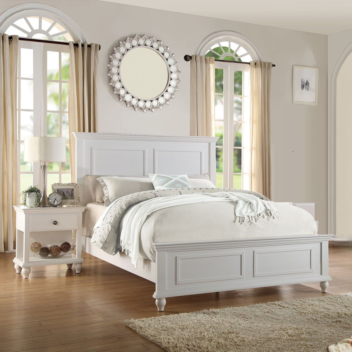 White 3 Piece Bedroom Set with Panel Headboard - Queen, King, or California King