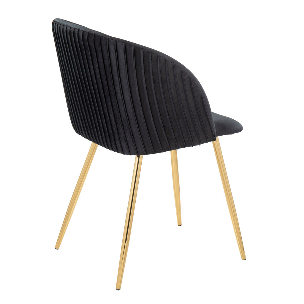 Pleated Waves Contemporary Chair Set of 2 with Metal Legs - Black, Gray, or Pearl Silver