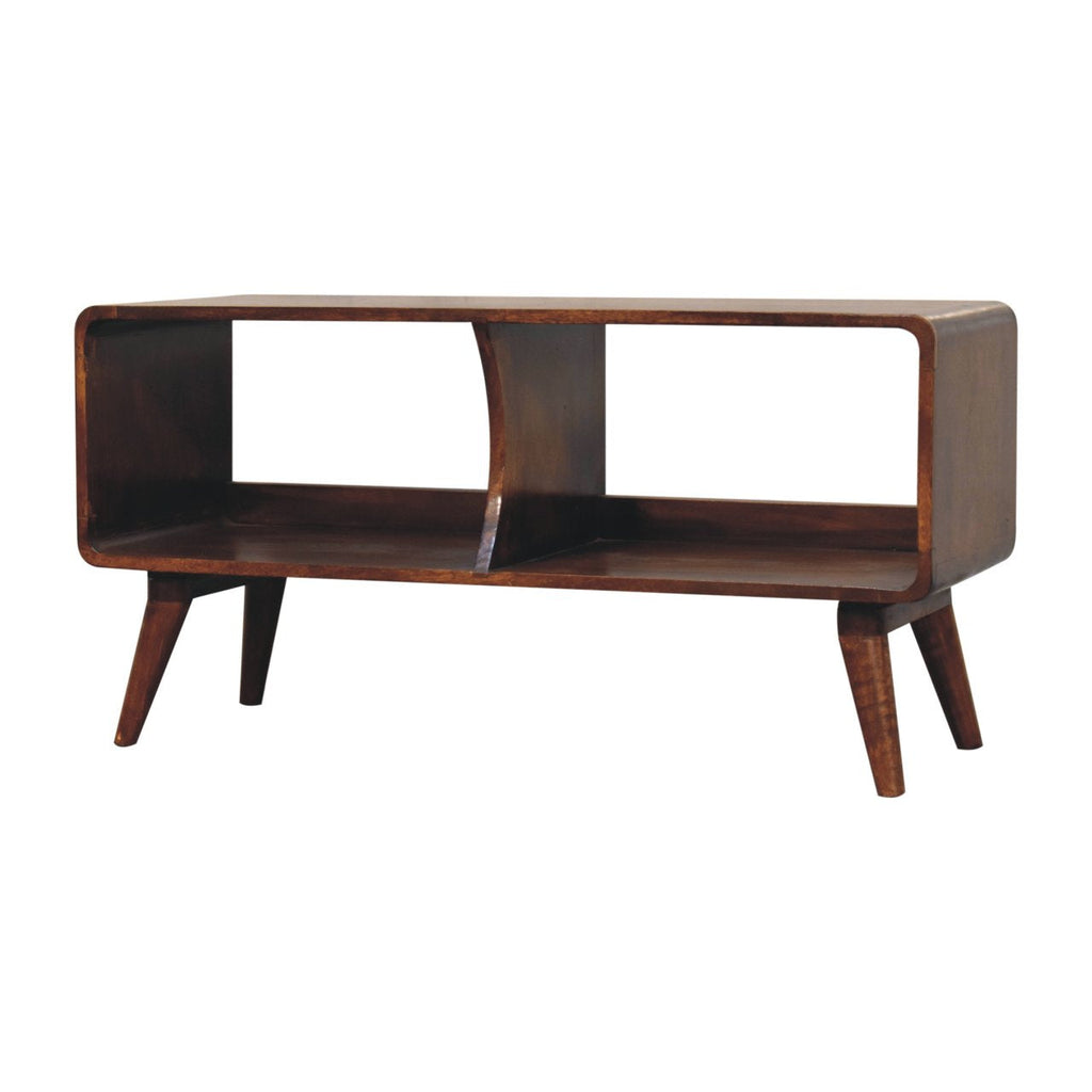 Solid Wood Curved Chestnut Media Unit with Nordic Legs