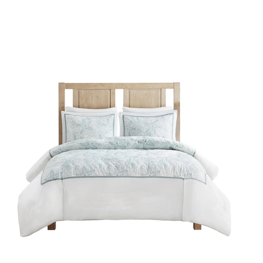White King Duvet Cover Mini Set with Seashell Embroidery