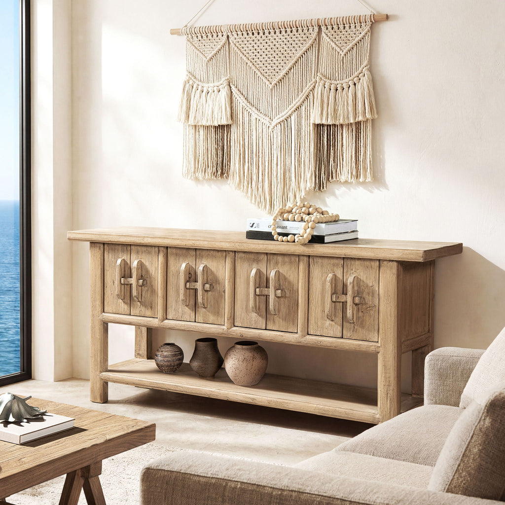 Reclaimed Pine Sideboard with Lower Shelf - Natural