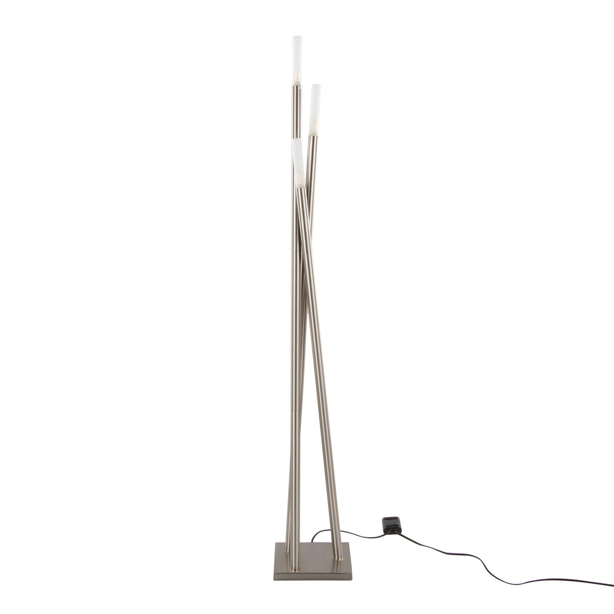 Contemporary Floor Lamp with Frosted Sconces - Nickel