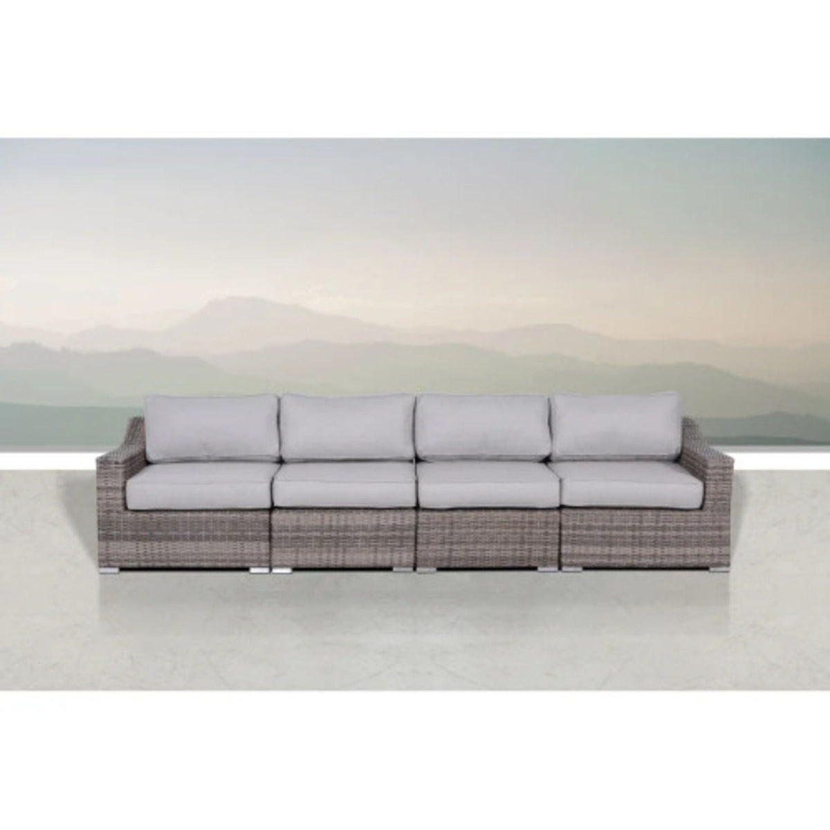 Outdoor Rattan Wicker Sectional Seating Group with Cushions – Gray or Dark Brown