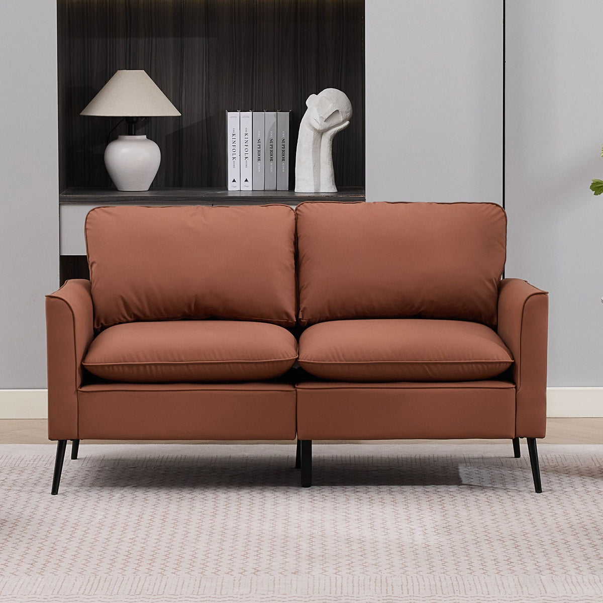 Upholstered Loveseat with Plush Headrest - Multiple Colors