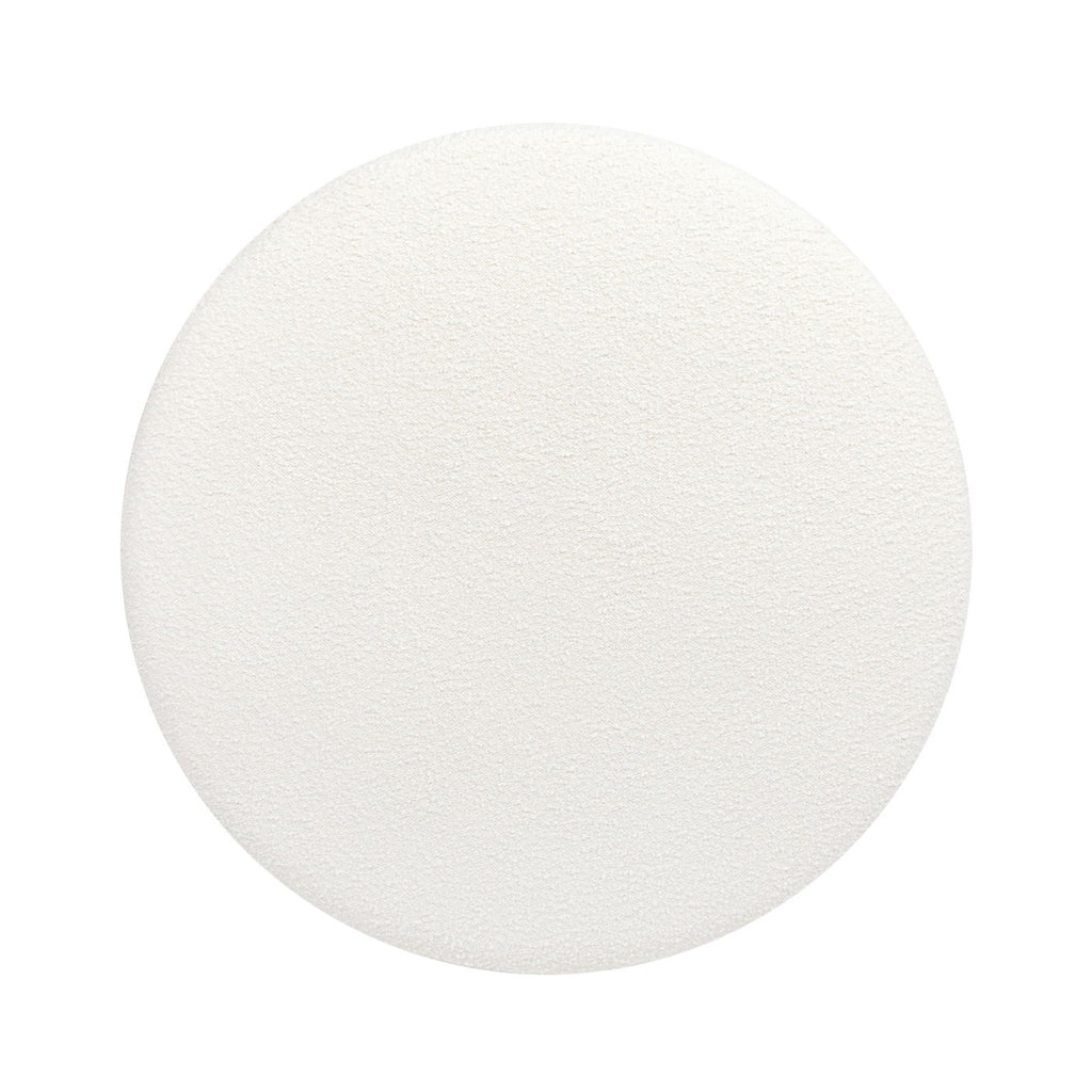 Round Upholstered Ottoman with Handmade Artisanal Quality - White