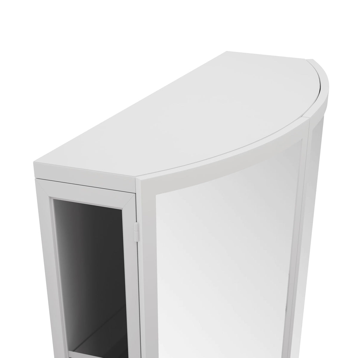 Arched Glass Double Door Wardrobe with Shatterproof Mirror - Black or White