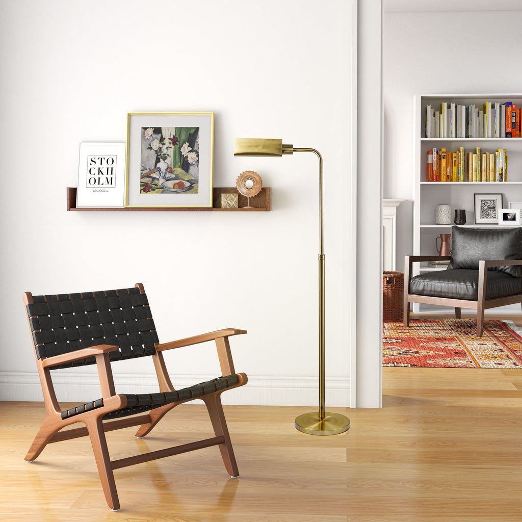Gold Floor Lamp with Slim Profile and Sturdy Metal Base - Elara