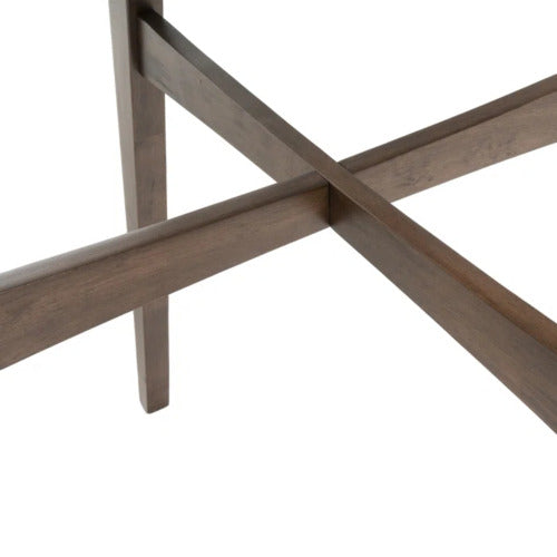 Mid-Century Modern Round Wooden Bar Table with Tapered Legs - Oak Finish
