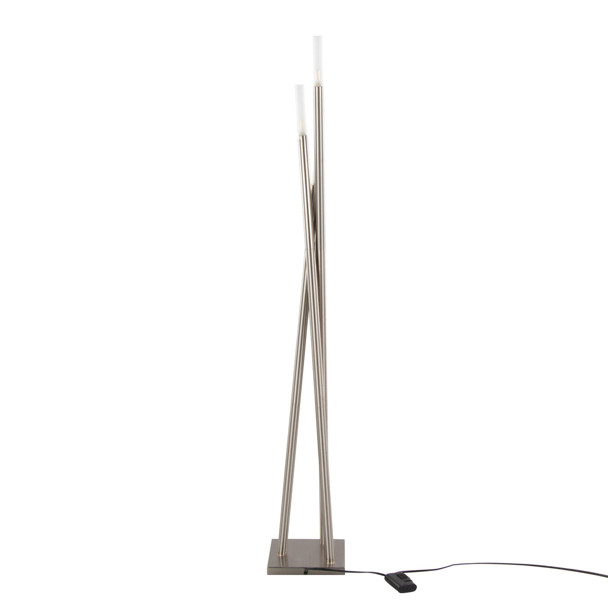 Contemporary Floor Lamp with Frosted Sconces - Nickel