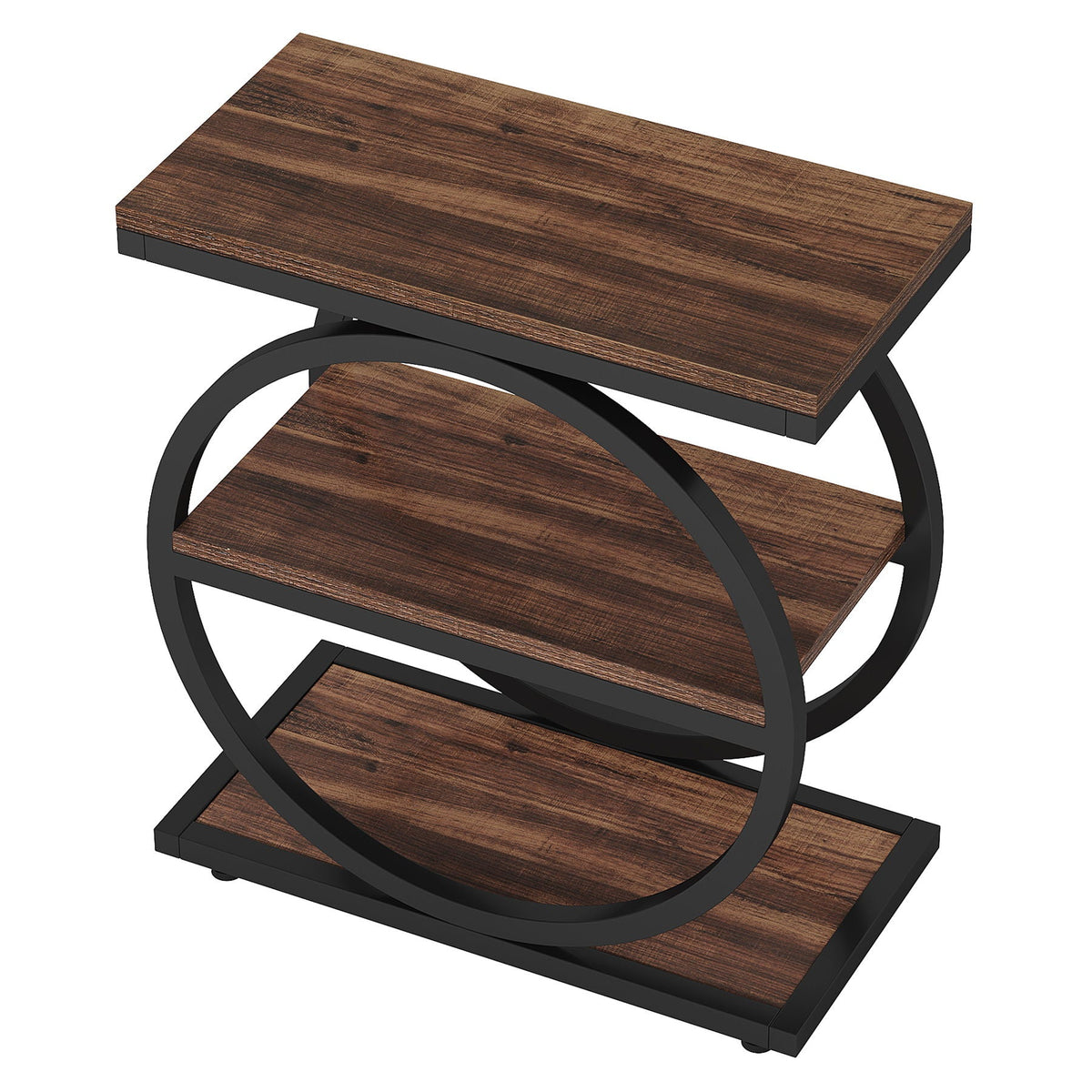 Industrial Narrow End Table with 3 Shelves - Dark Gray, Light Brown, or Dark Brown
