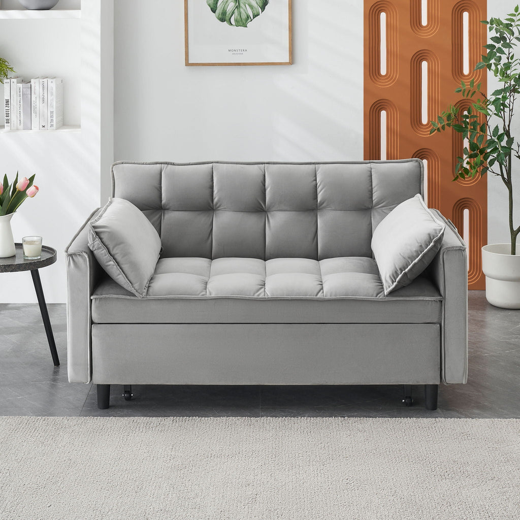 Convertible Velvet Sofa Bed with Storage Pockets - Multiple Colors