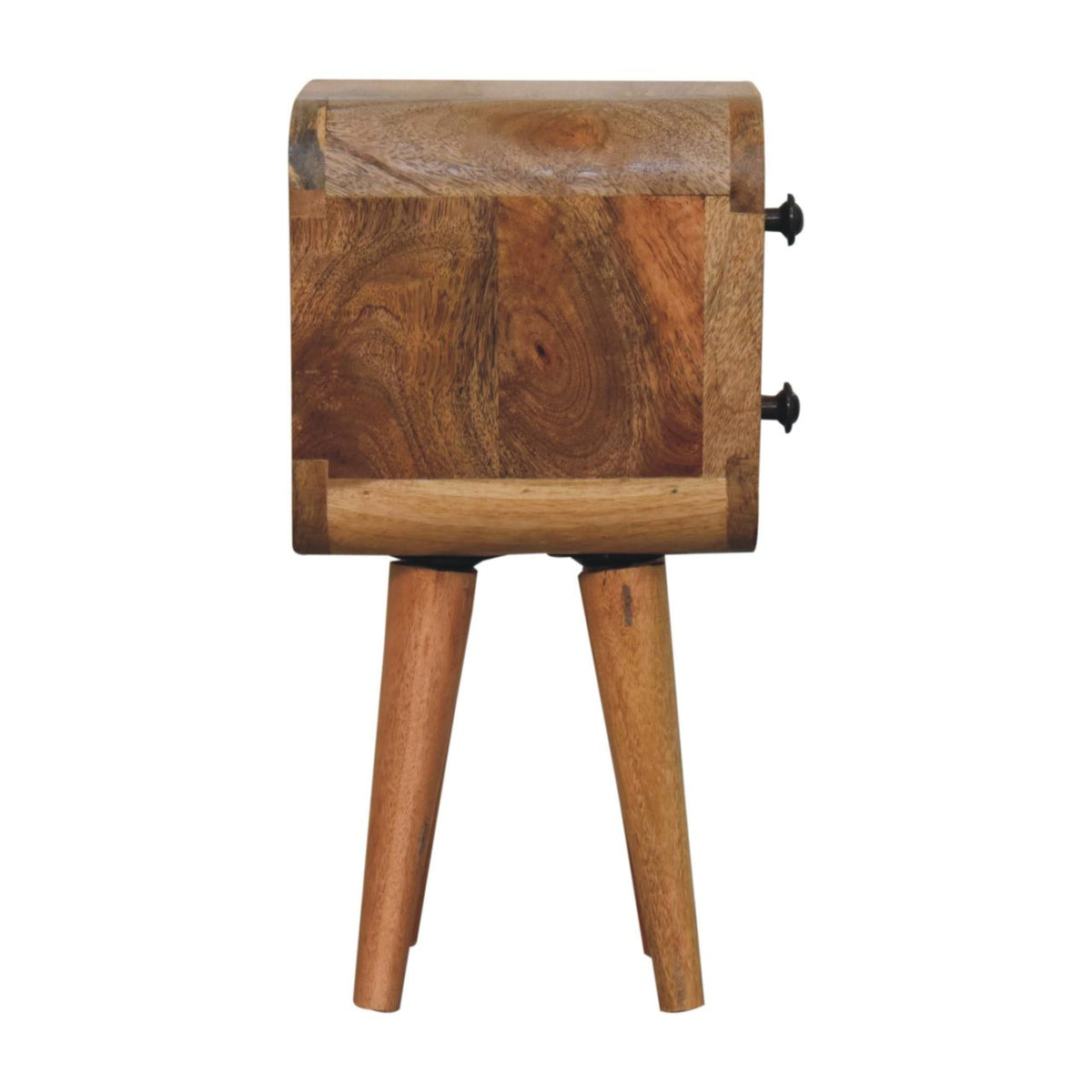 Solid Wood Extra Mini Curved Oak Bedside Table with Storage - Oak