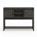 Farmhouse Entryway Table with Sliding Barn Door - Gray, Dark Gray, White, Black