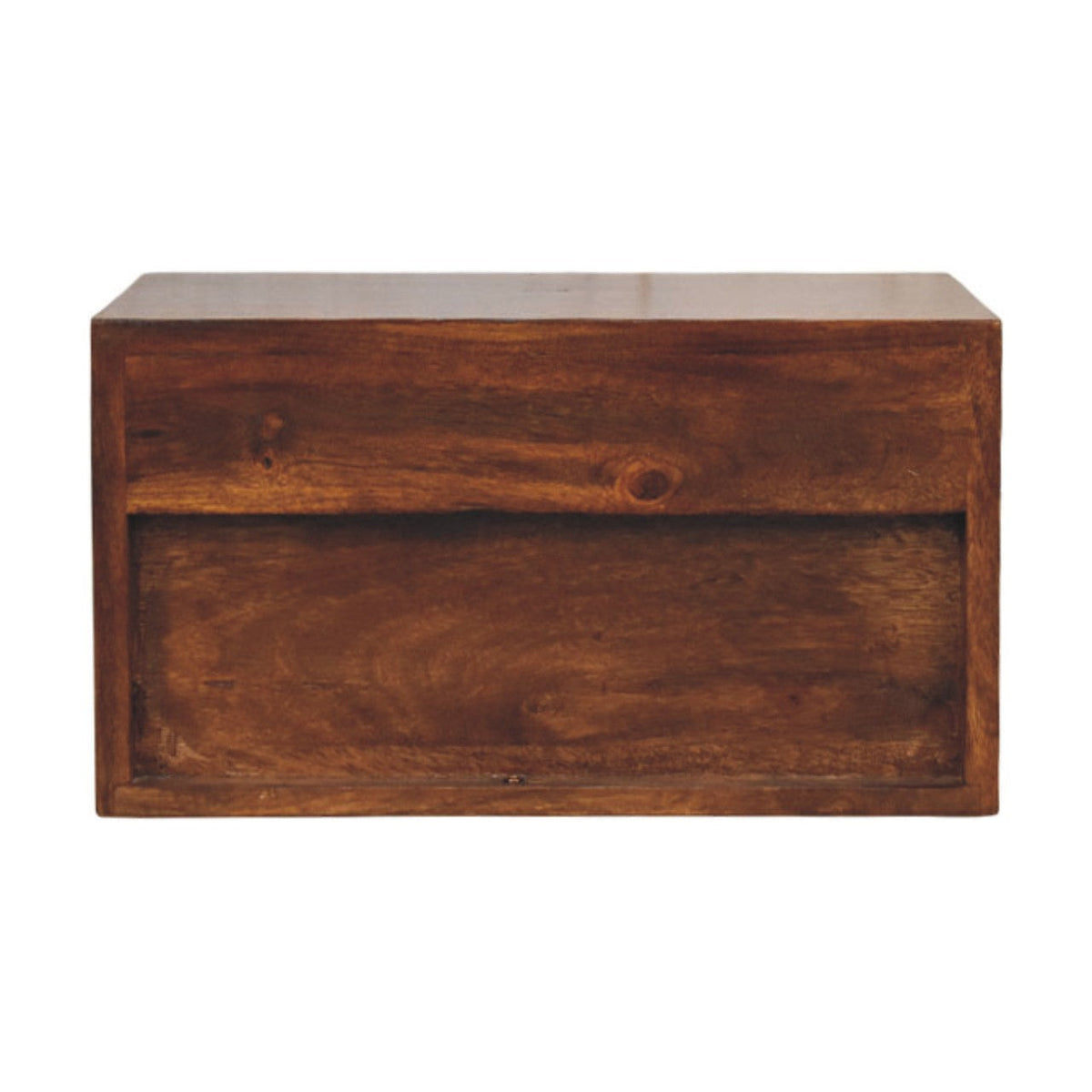 Solid Wood Cadiz Textured Bedside Table with Carved Detailing - Chestnut