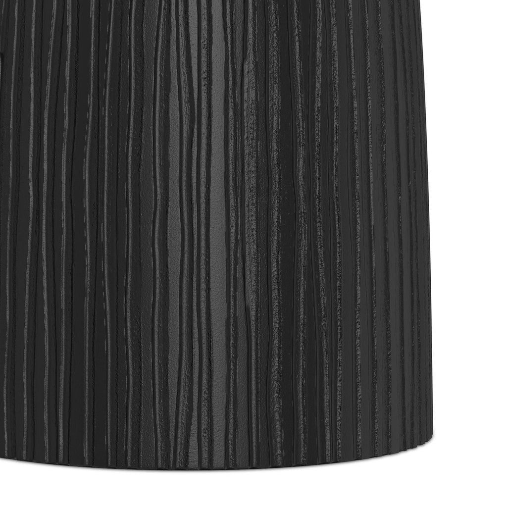 Black Mango Wood Accent Table with Vertical Line Design - Black
