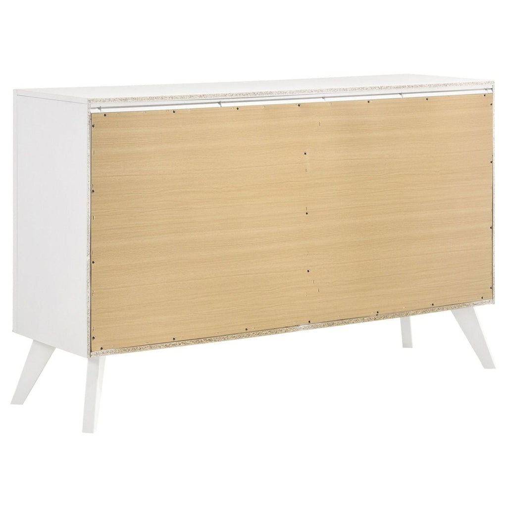 White Dresser With Angled Legs and Wave Texture - Solid Wood