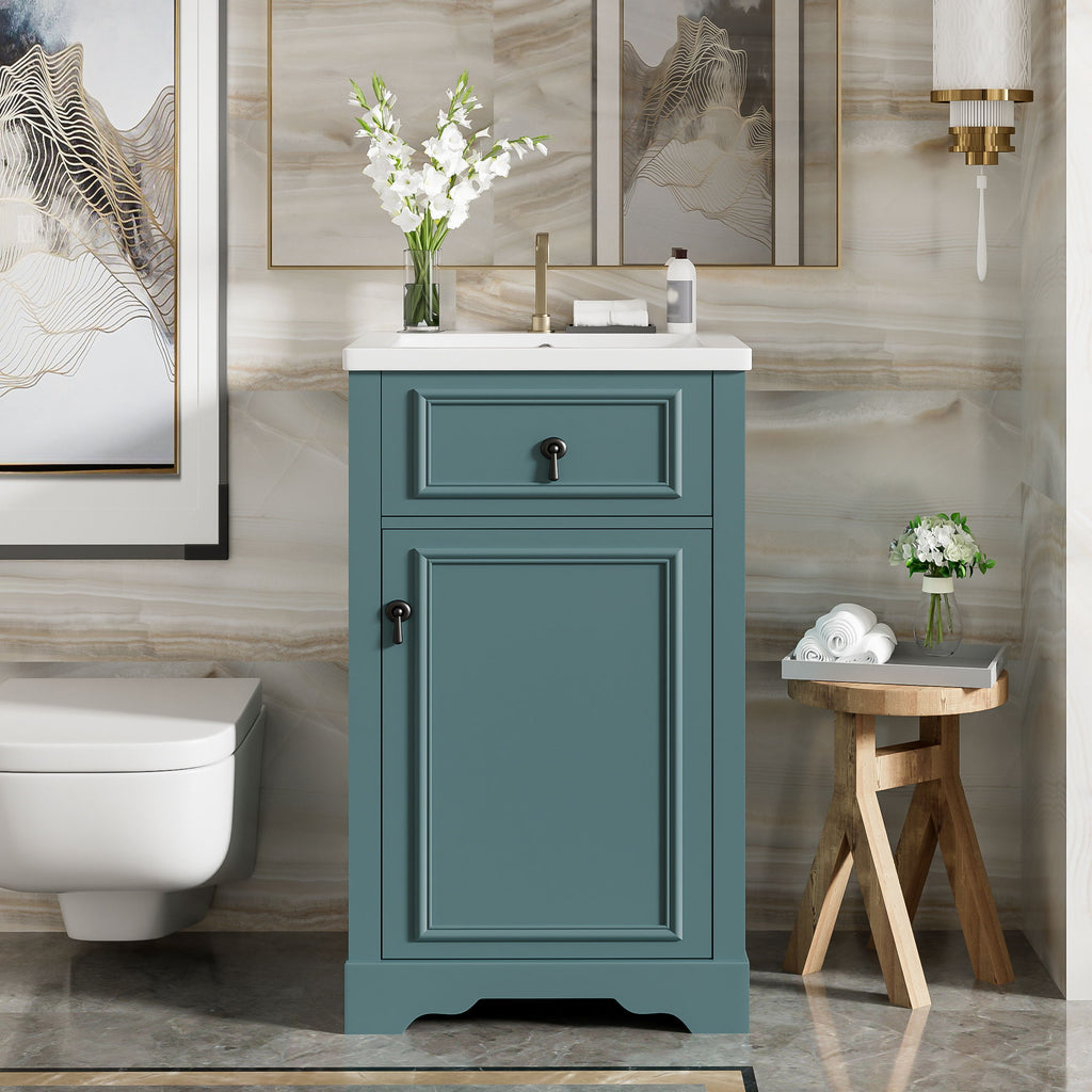 Elegant Bathroom Vanity with Ceramic Sink and Soft-Close Door - Multiple Colors